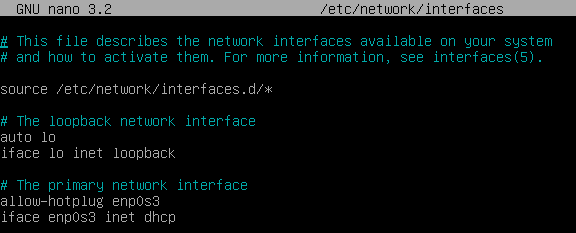 Default network configuration file in Debian 10